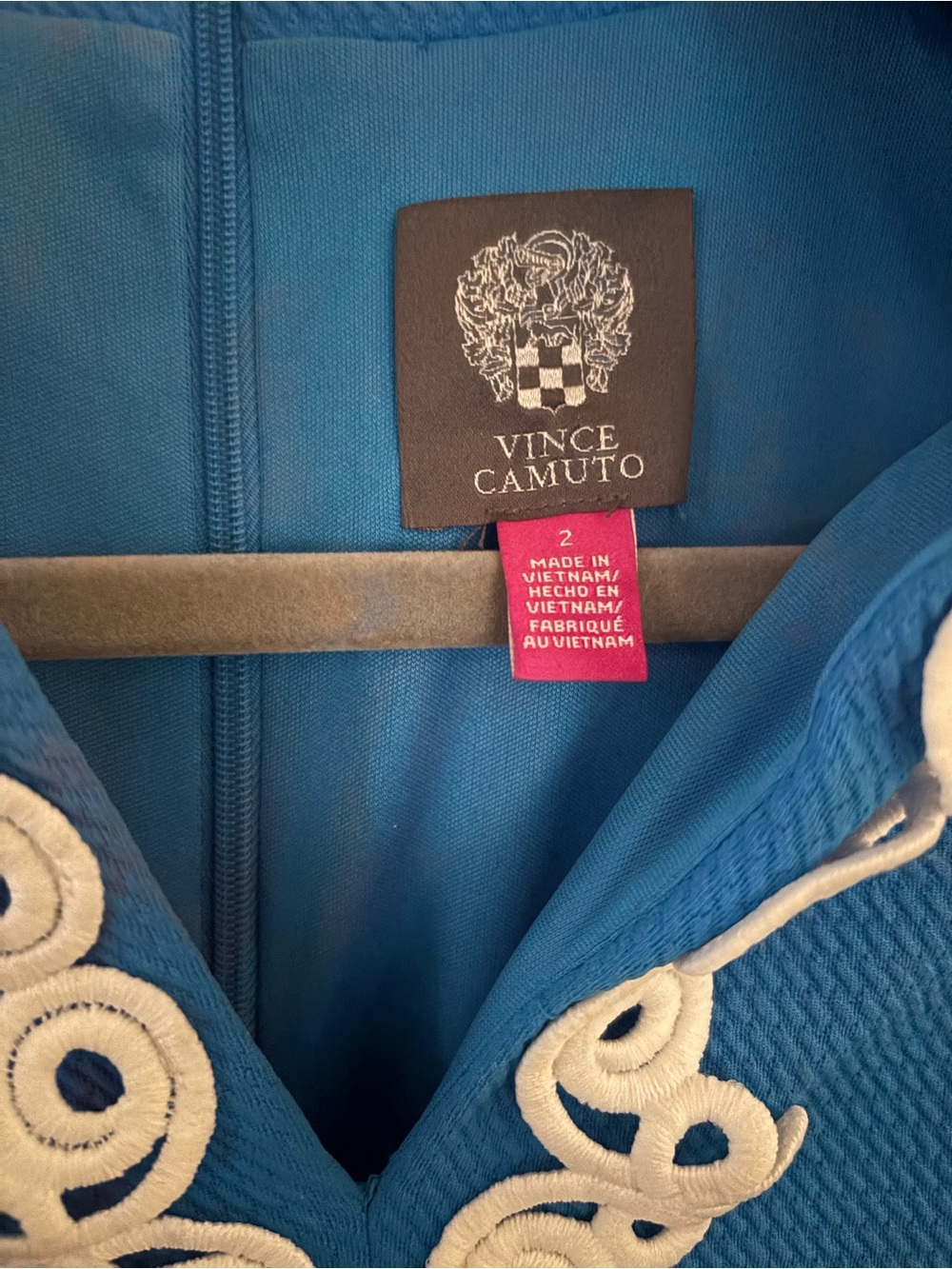 NWOT Vince Camuto Blue Soutache Embroidered Shift Dress Size 2 - Picture 2 of 7